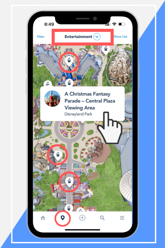 Disneyland app - all entertainments
